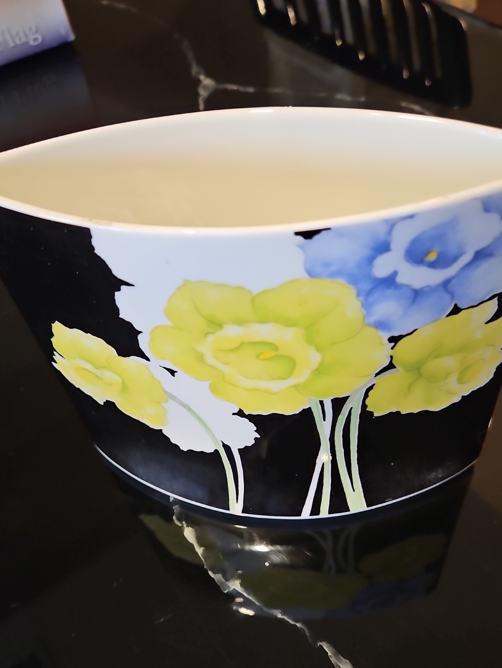 Mikasa Floral Ceramic Planter,bone China,ellow and Blue. Designed By Michael Lax